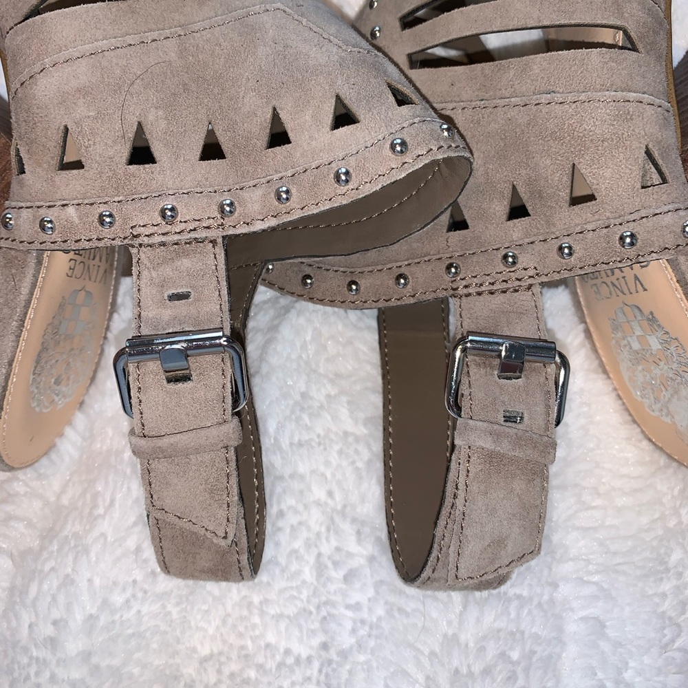 Vince Camuto Suede Cutout Peep Toe Heels - Picture 6 of 7